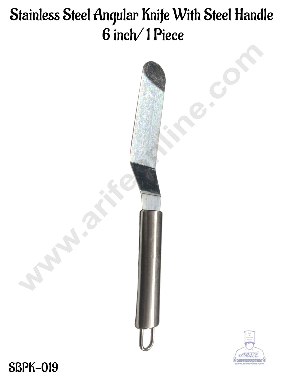 Stainless Steel Angular Cake Knife Icing Spatula With Steel Handle- 6 inch (1 Piece) (MOQ 12 PCS)(RE)