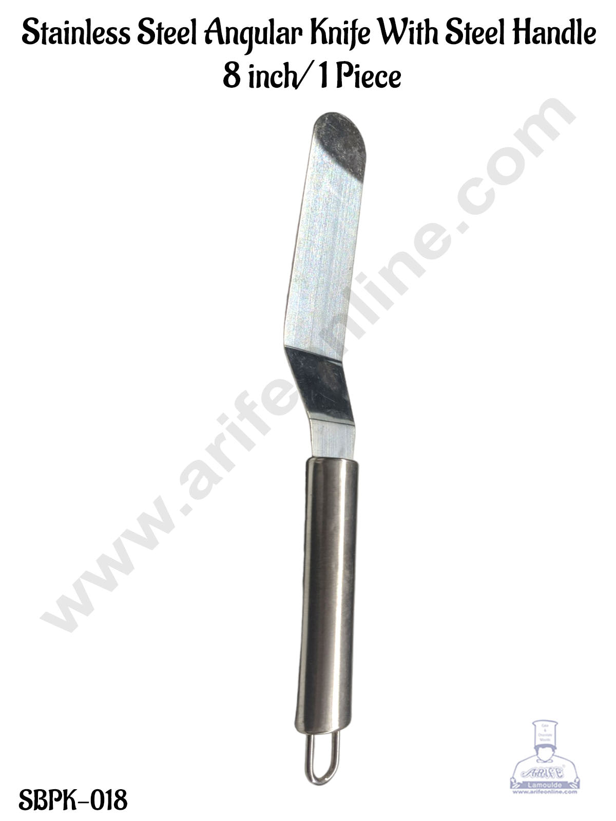 Stainless Steel Angular Cake Knife Icing Spatula With Steel Handle- 8 inch (1 Piece) (MOQ 12 PCS)(RL)