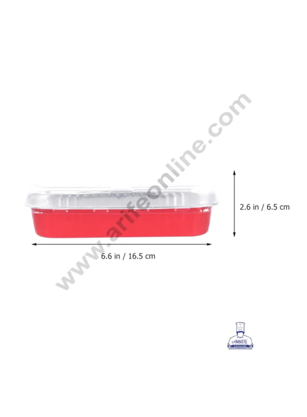 Rectangle  Aluminium Tin Foil Bake & Serve Cup with Lid | Aluminium Containers | Non-Stick Foil Baking container - Red - 2000 Pcs per cartoon (MOQ 1 CRTN) (L)