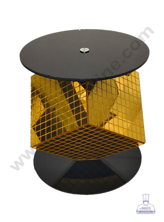 Golden Disco Square Cake Spacer For Cake and Cupcake Decoration - Base 6 inch X Height 6 inch  (MOQ 12 PCS)