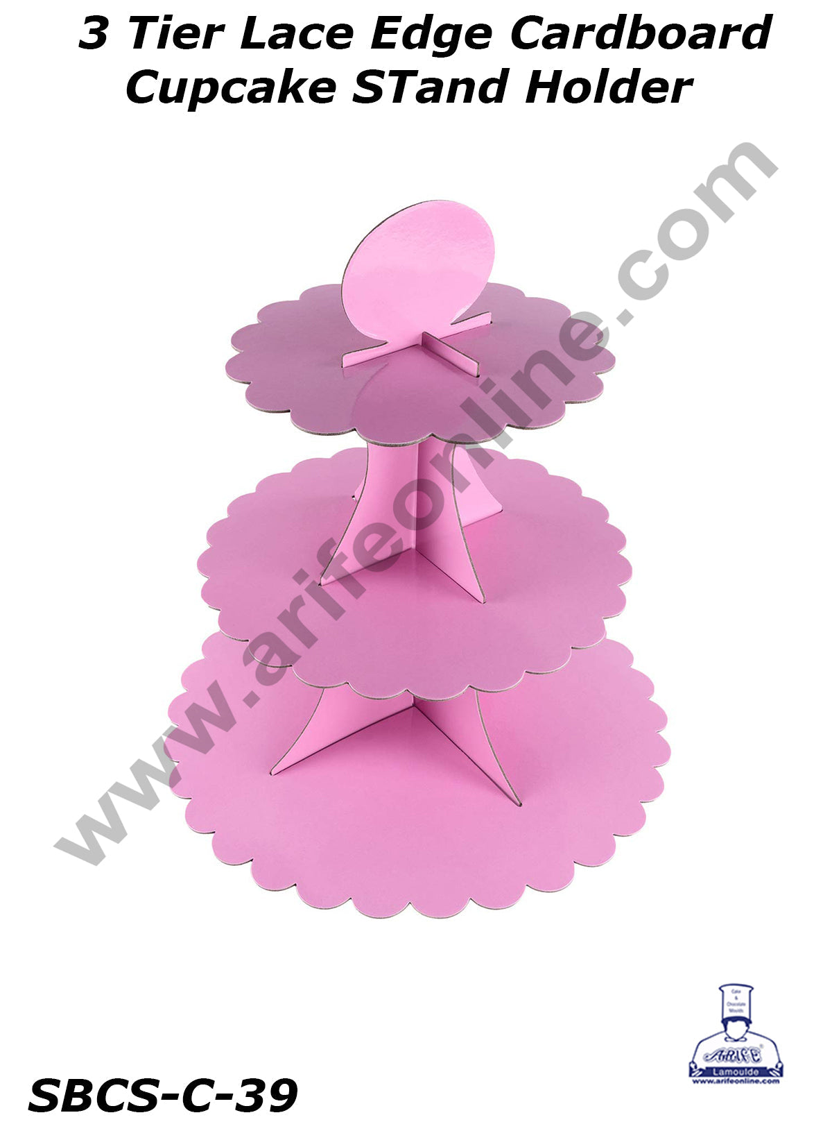 Cake Decor™ 3-Tier Lace Edge Cardboard Cupcake Stand Holder - Heavy