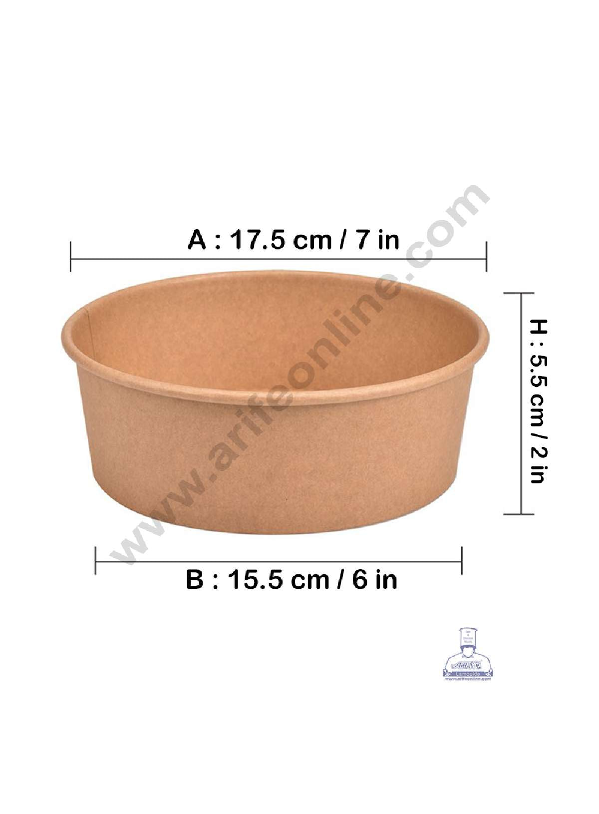 Kraft Paper Round Bowls with Lid | Disposable Salad Bowl - Top 7 Inch (MOQ 100 PCS)