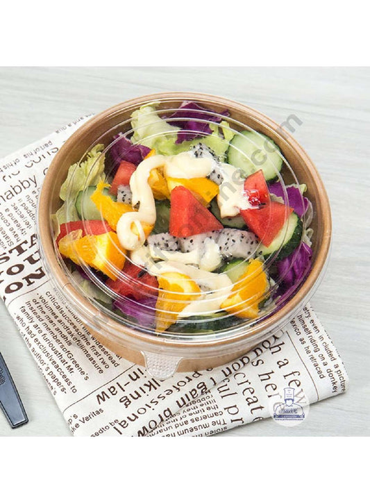 Kraft Paper Round Bowls with Lid | Disposable Salad Bowl - Top 7 Inch (MOQ 100 PCS)