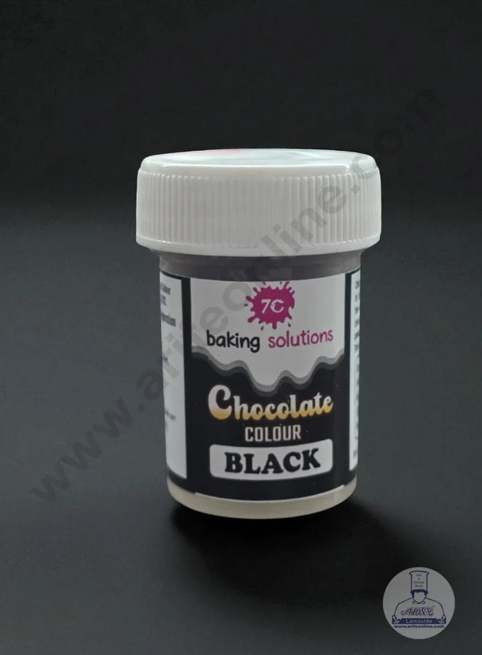 7C Edible Chocolate Colour Powder – Black (5g) | Food Colour for Chocolates, Cakes & Desserts (MOQ 12 PCS)  (FO.2)
