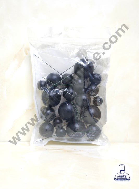 Matte Black Faux Ball Topper For Cake and Cupcake Decoration - 20 pcs Pack  (MOQ 300 PACKET 1 CRTN) (IM)