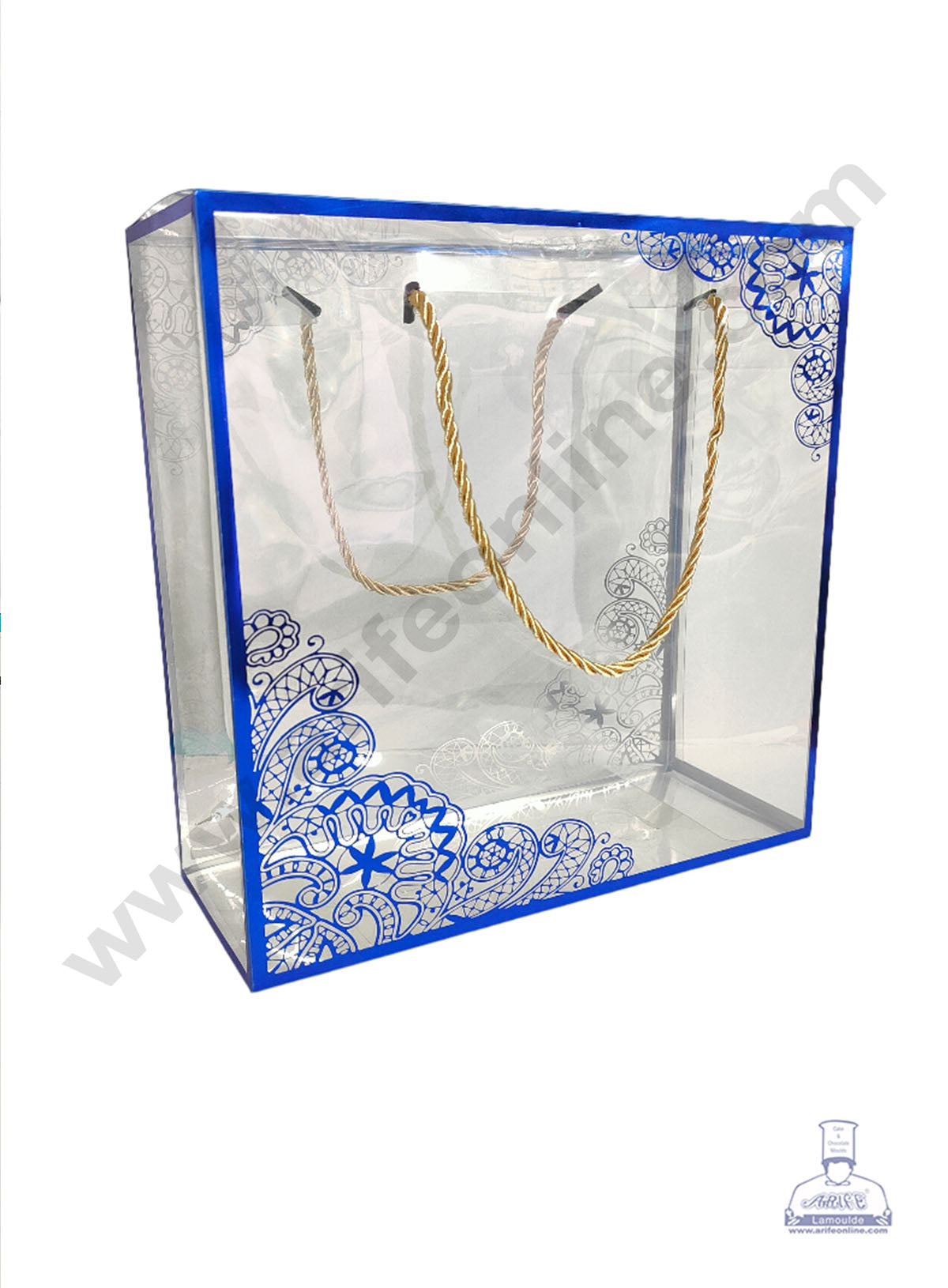 Blue Pattern PVC Hamper Bag - 10 X 4 X 10 Inch | Gift Box | Gift Bag with Handle (MOQ 100 PCS) (MD)