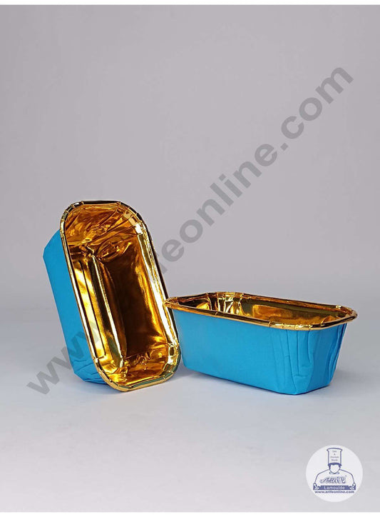 Small Golden Foil Coated Blue Paper Bake and Serve Plum Cake Mold (MOQ 100 PCS)
