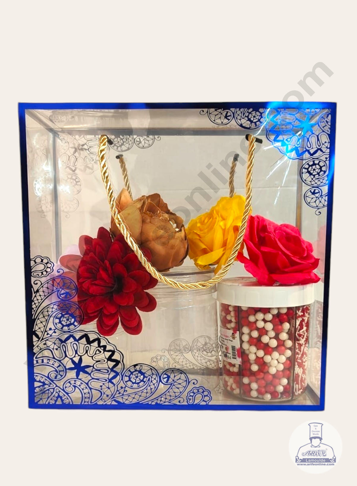Blue Pattern PVC Hamper Bag - 10 X 4 X 10 Inch | Gift Box | Gift Bag with Handle (MOQ 100 PCS) (MD)
