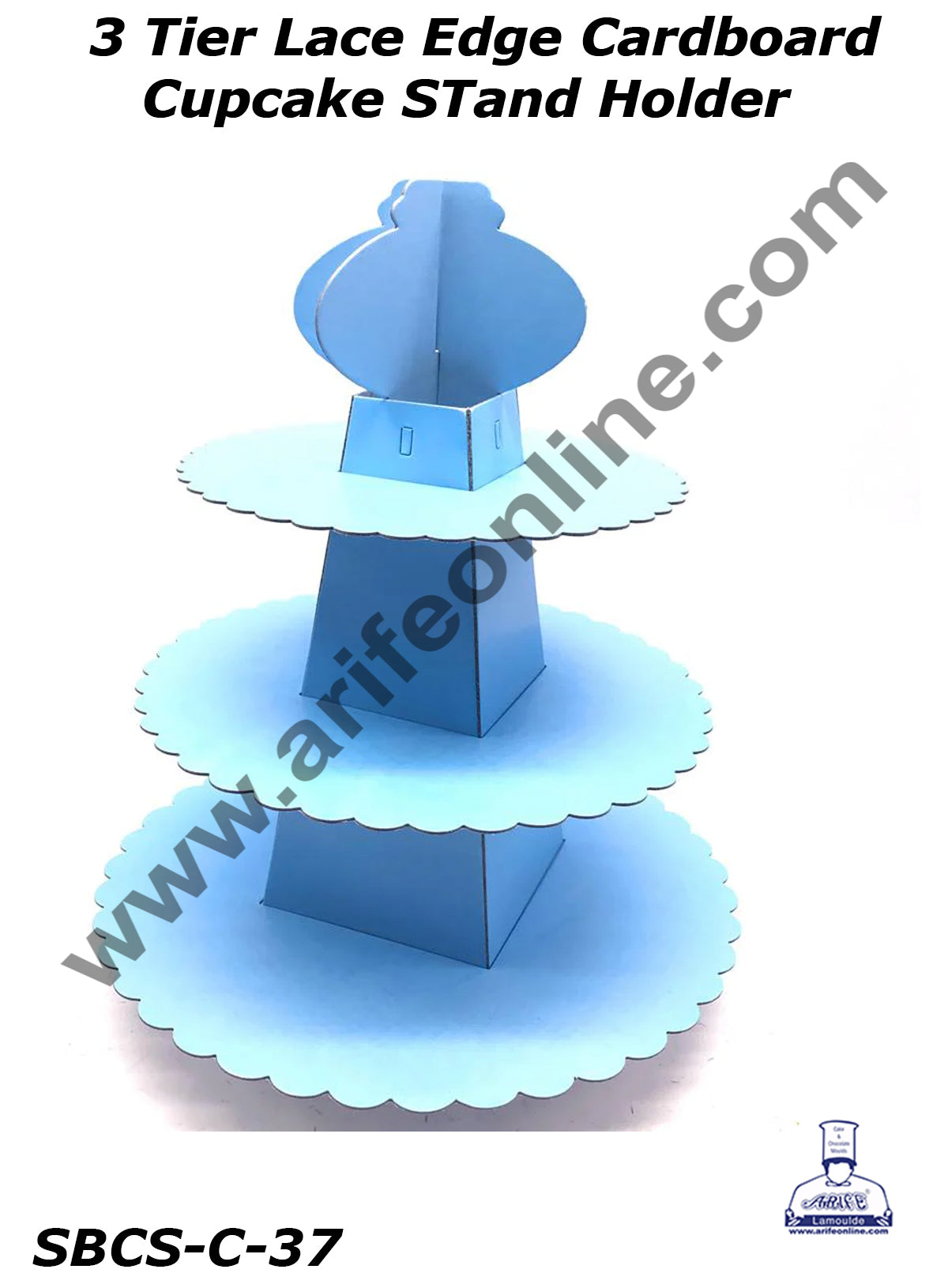 Cake Decor™ 3-Tier Lace Edge Cardboard Cupcake Stand Holder - Heavy