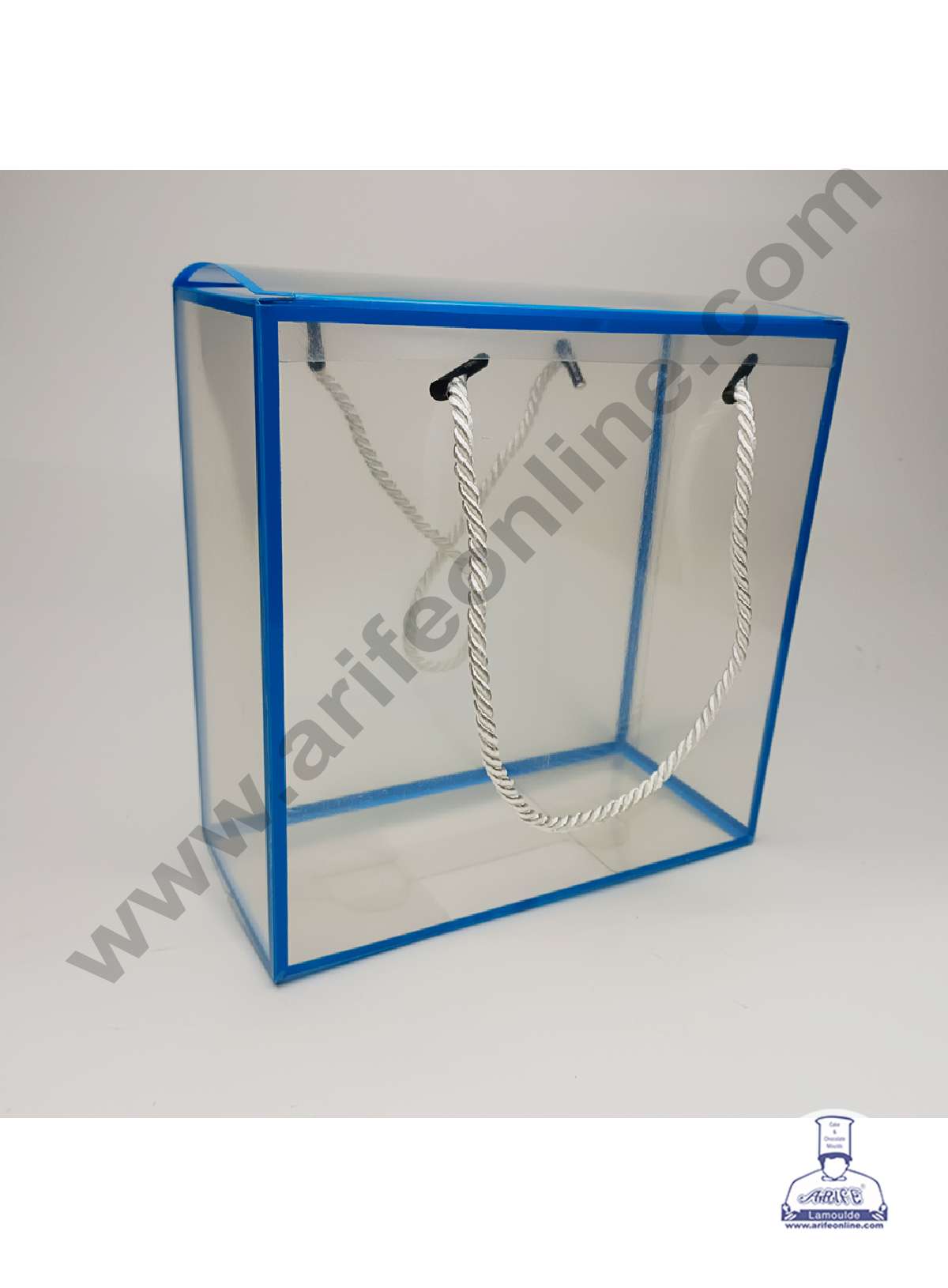Small Clear PVC Hamper Bag with Blue Border | Gift Box | Gift Bag with Handle (MOQ 100 PCS)