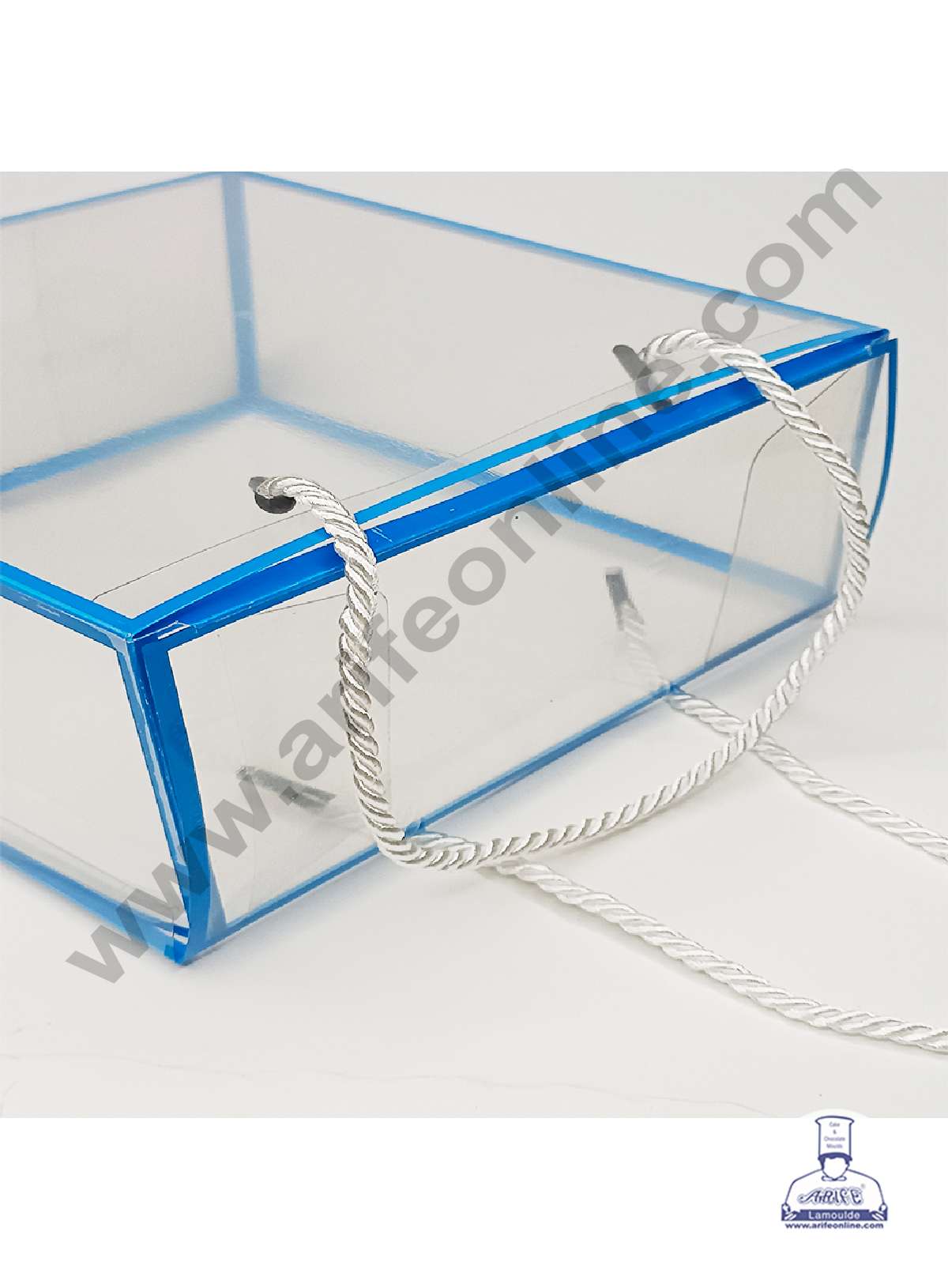 Small Clear PVC Hamper Bag with Blue Border | Gift Box | Gift Bag with Handle (MOQ 100 PCS)