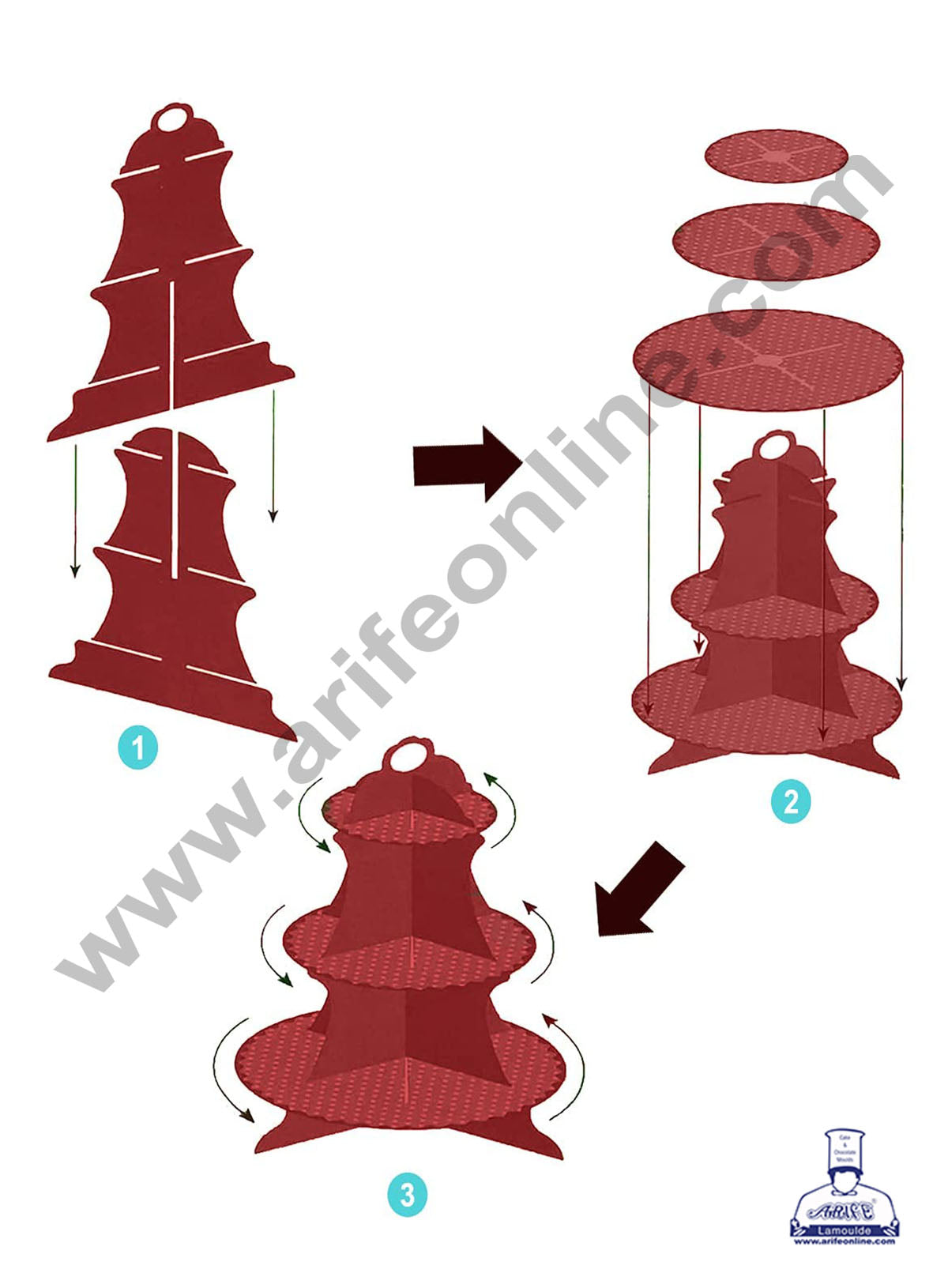 Cake Decor™ 3-Tier Lace Edge Cardboard Cupcake Stand Holder - Heavy