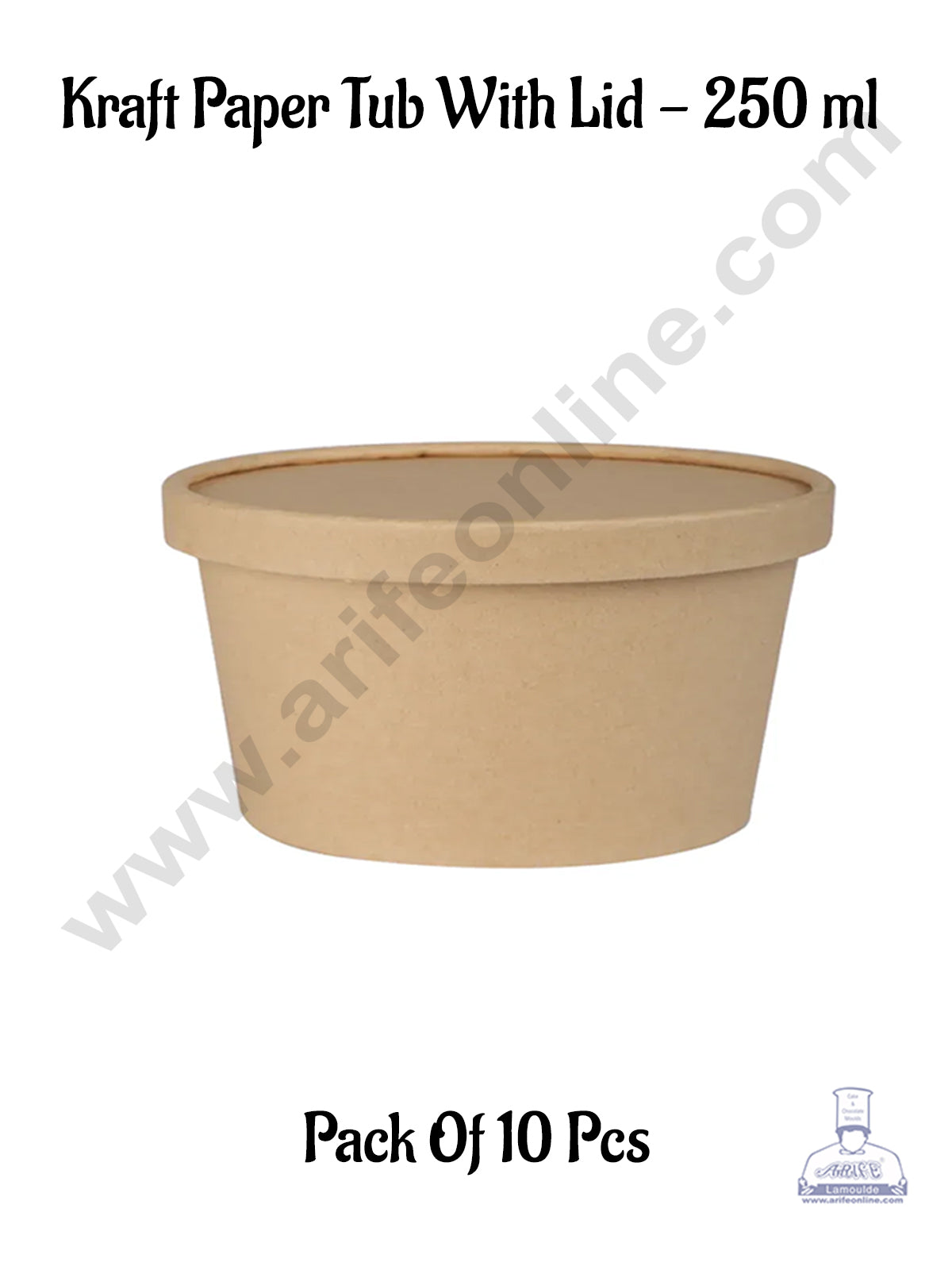 250ml Brown Kraft Paper Tub With Lid (MOQ 100 PCS)