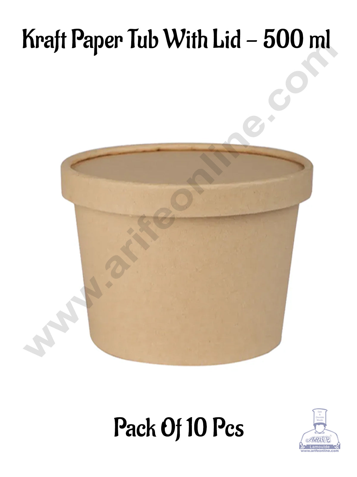 500ml Brown Kraft Paper Tub With Lid (MOQ 100 PCS)