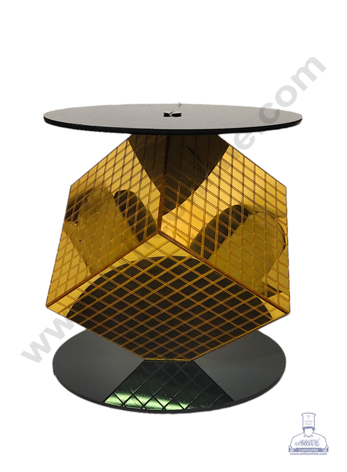 Golden Disco Square Cake Spacer For Cake and Cupcake Decoration - Base 6 inch X Height 6 inch  (MOQ 12 PCS)