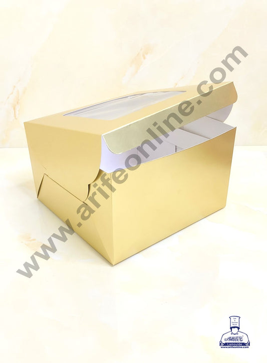 Golden Cake Box Packaging with Clear Display Window 8x8x5 Inch (Pack of 5pcs) (MOQ 20 PACK)
