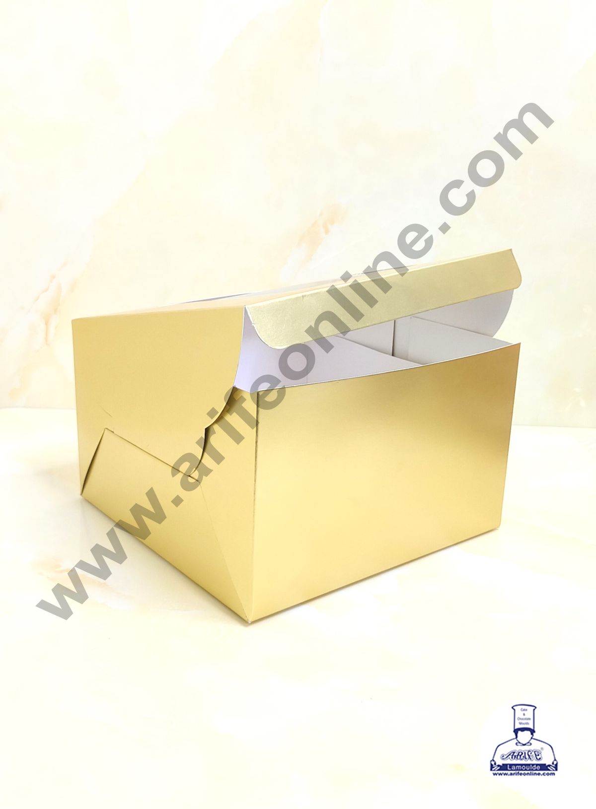 Golden Cake Box Packaging with Clear Display Window 8x8x5 Inch (Pack of 5pcs) (MOQ 20 PACK)