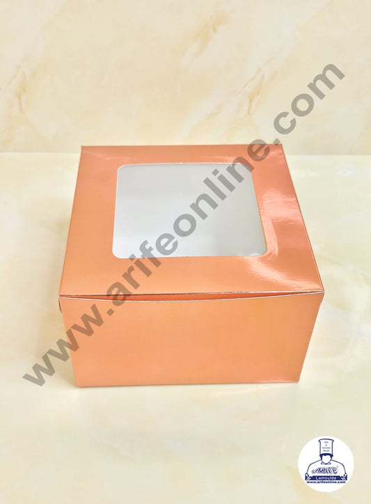 Metallic Rose Gold Cake Box Packaging with Clear Display Window 8x8x5 Inch (Pack of 5pcs)  (MOQ 20 PACK)