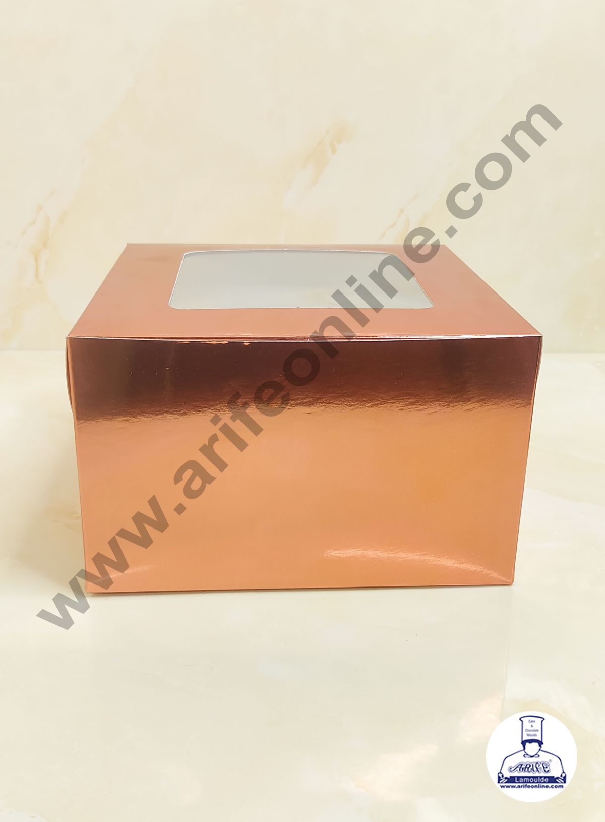 Metallic Rose Gold Cake Box Packaging with Clear Display Window 8x8x5 Inch (Pack of 5pcs)  (MOQ 20 PACK)