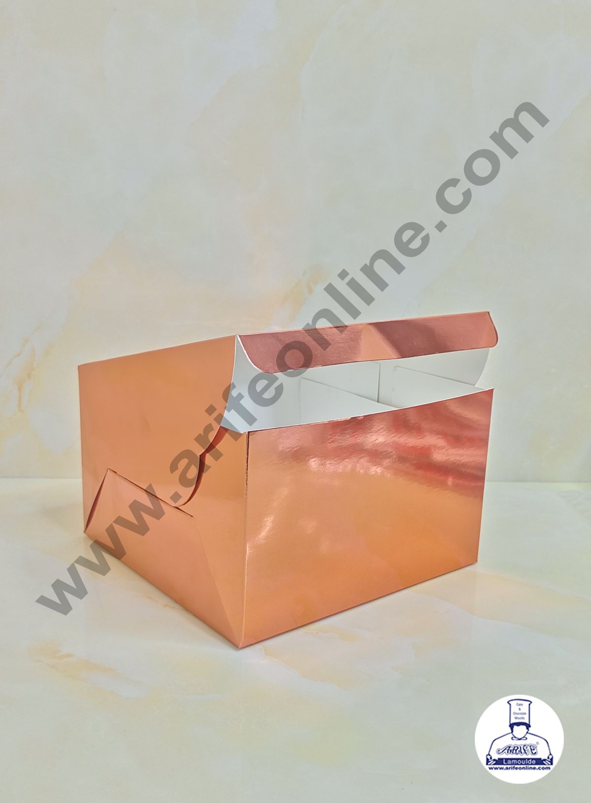 Metallic Rose Gold Cake Box Packaging with Clear Display Window 8x8x5 Inch (Pack of 5pcs)  (MOQ 20 PACK)