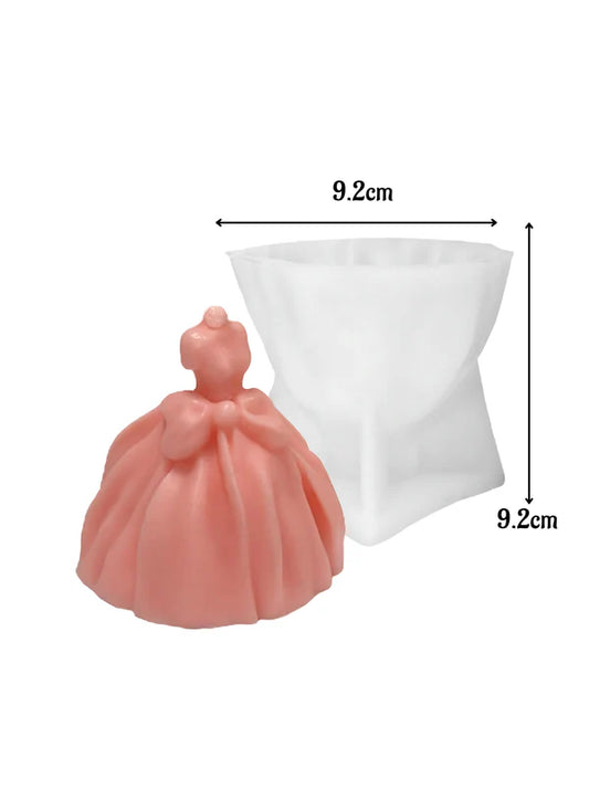 3D Wedding Dress With Bow Silicone Candle Mould | Bridal Princess Dress Mould | SB-SCM-DYF7134 (MOQ 12 PCS) (RRD)