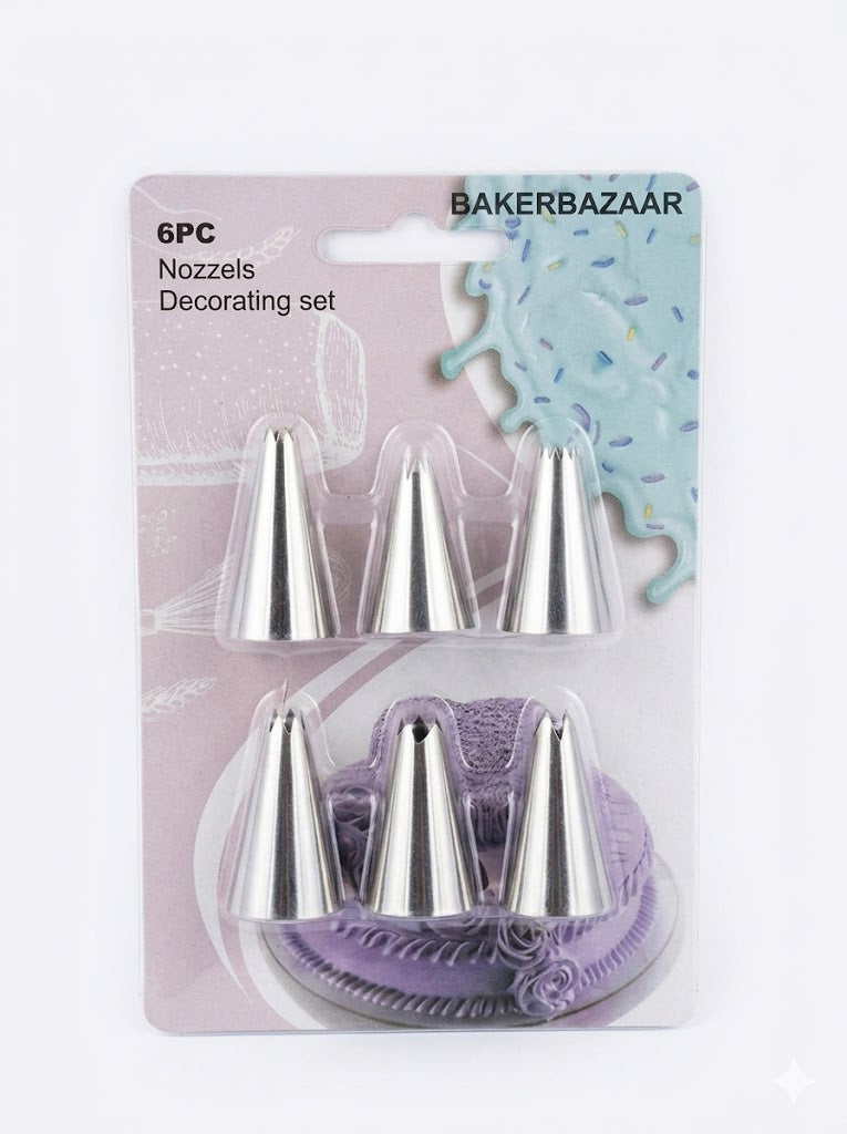 6 Pcs Nozzle Set Pastry Tips Cupcake Cake Decorating Nozzle (SBNO-140) (AR)