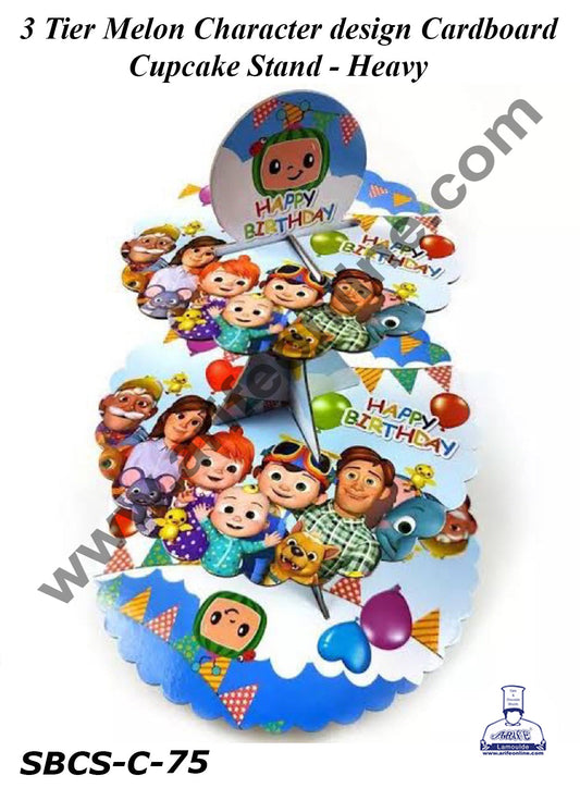 3 Tier Melon Character design Cardboard Cupcake Stand - Heavy (MOQ 12 PCS)