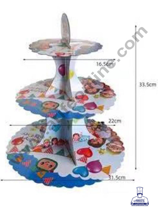 3 Tier Melon Character design Cardboard Cupcake Stand - Heavy (MOQ 12 PCS)
