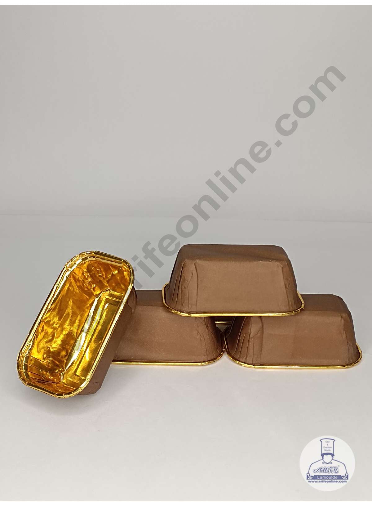Small Golden Foil Coated Coffee Brown Paper Bake and Serve Plum Cake Mold (MOQ 100 PCS)