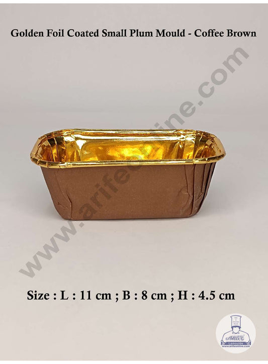 Small Golden Foil Coated Coffee Brown Paper Bake and Serve Plum Cake Mold (MOQ 100 PCS)