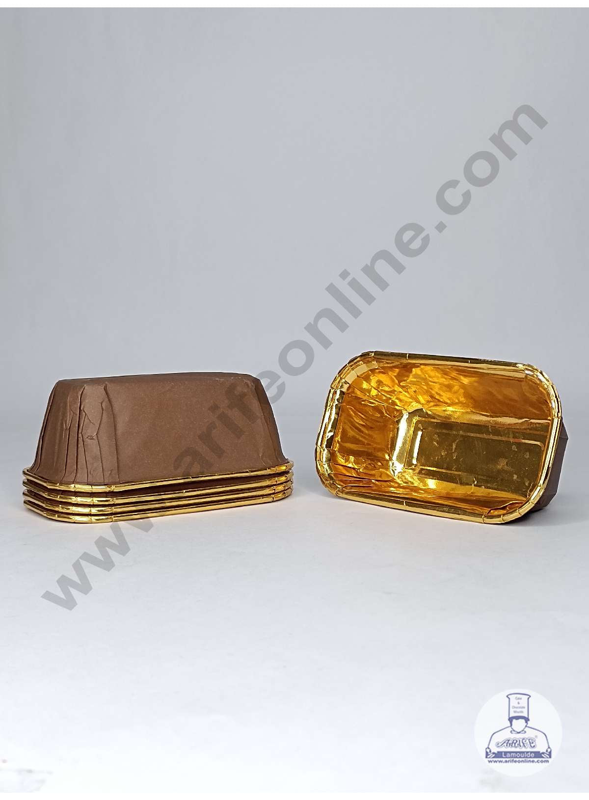 Small Golden Foil Coated Coffee Brown Paper Bake and Serve Plum Cake Mold (MOQ 100 PCS)
