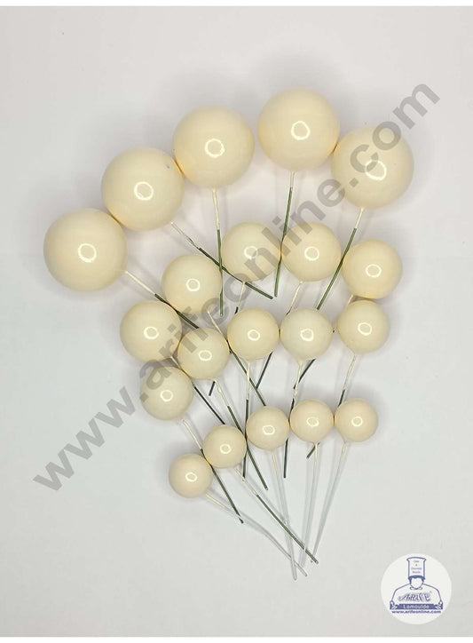 Cream Color Faux Balls Topper For Cake and Cupcake Decoration - 20 pcs Pack ( SB-Cream-20 )   (MOQ 300 PACKET 1 CRTN) (IM)