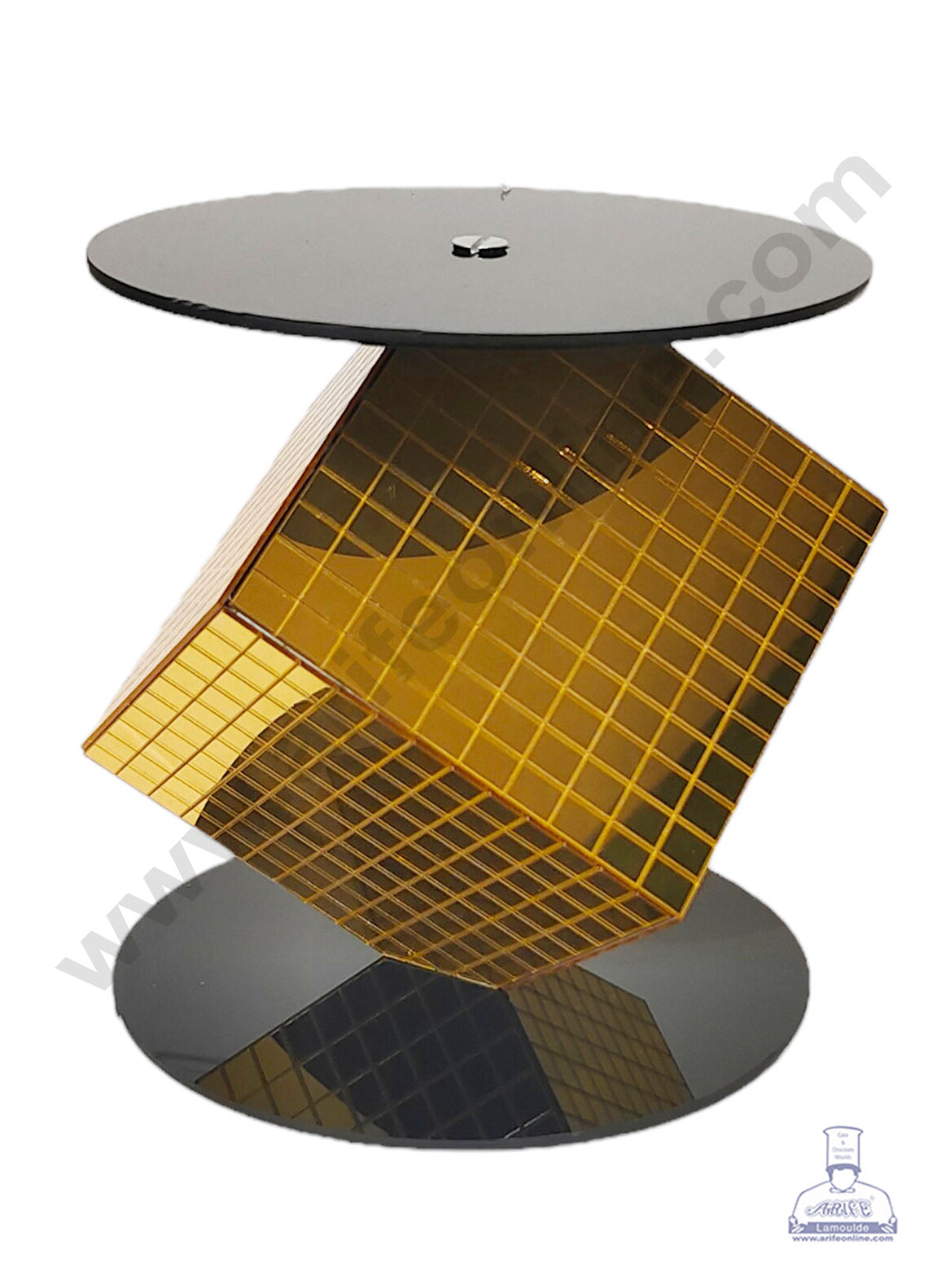 Golden Disco Square Cake Spacer For Cake and Cupcake Decoration - Base 6 inch X Height 6 inch  (MOQ 12 PCS)