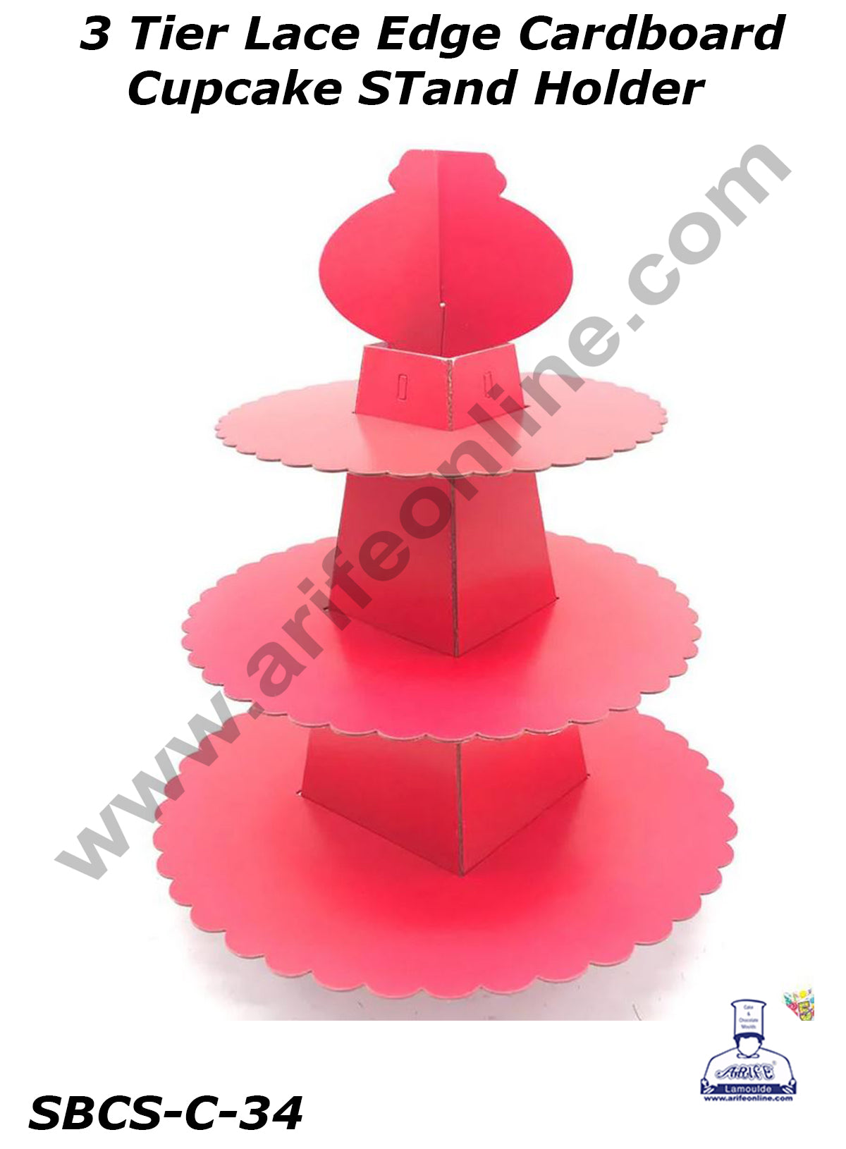 Cake Decor™ 3-Tier Lace Edge Cardboard Cupcake Stand Holder - Heavy