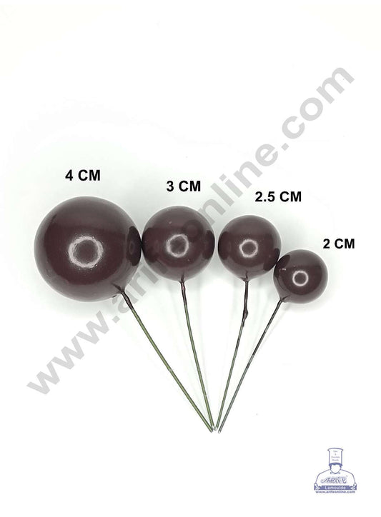 Dark Coffee Brown Color Faux Balls Topper For Cake and Cupcake Decoration - 20 pcs Pack ( SB-DCBrown-20 ) (MOQ 300 PACKET 1 CRTN) (IM)