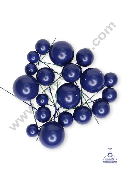 Dark Navy Blue Faux Balls Topper For Cake and Cupcake Decoration - ( 20 pcs Pack ) (MOQ 300 PACKET 1 CRTN) (IM)
