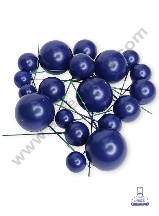 Dark Navy Blue Faux Balls Topper For Cake and Cupcake Decoration - ( 20 pcs Pack ) (MOQ 300 PACKET 1 CRTN) (IM)