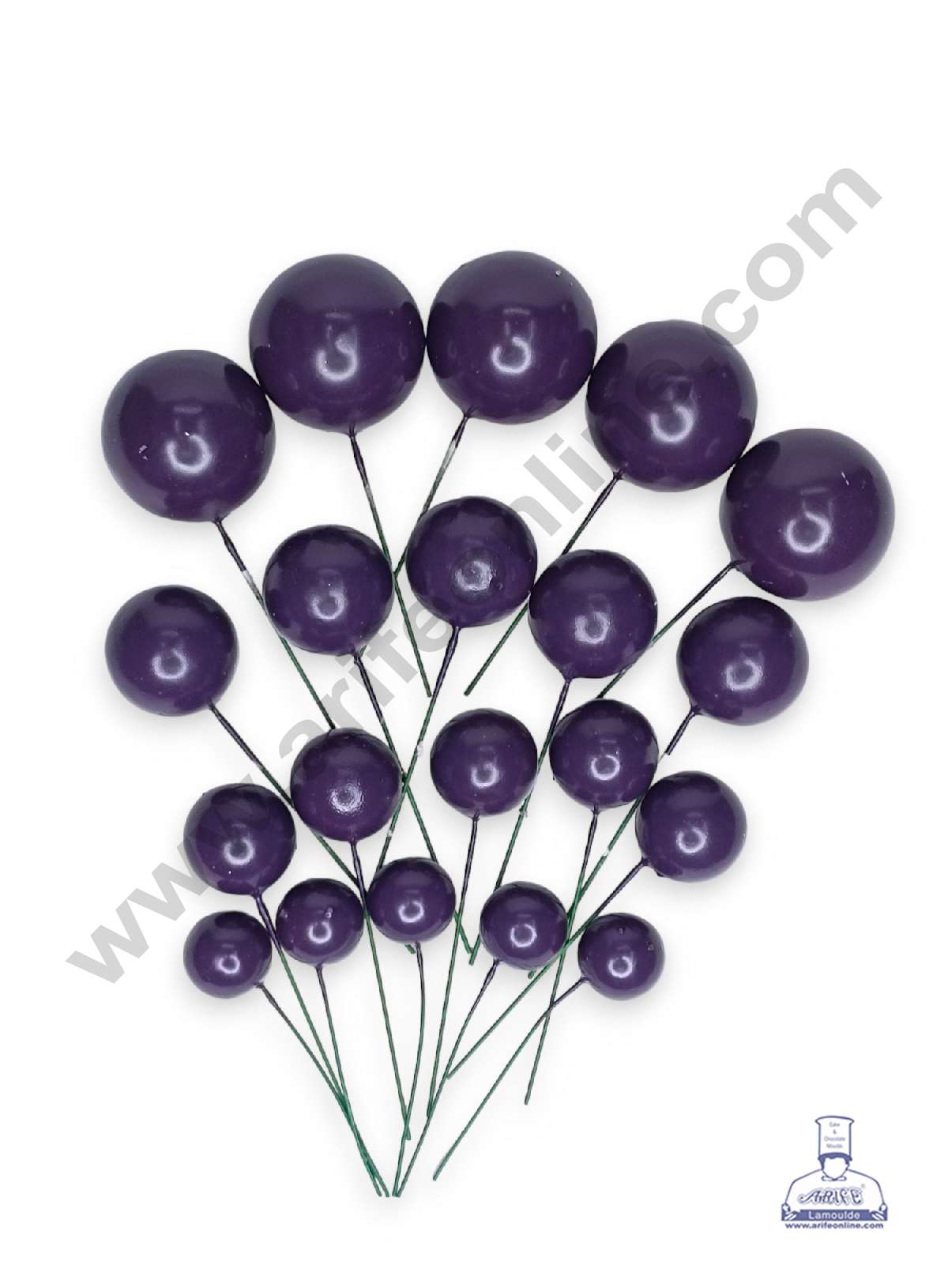 Dark Plum Faux Balls Topper For Cake and Cupcake Decoration - ( 20 pcs Pack ) (MOQ 300 PACKET 1 CRTN) (IM)