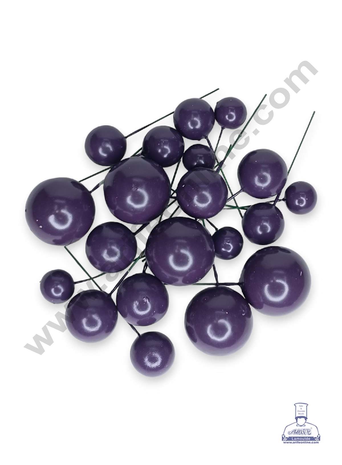Dark Plum Faux Balls Topper For Cake and Cupcake Decoration - ( 20 pcs Pack ) (MOQ 300 PACKET 1 CRTN) (IM)