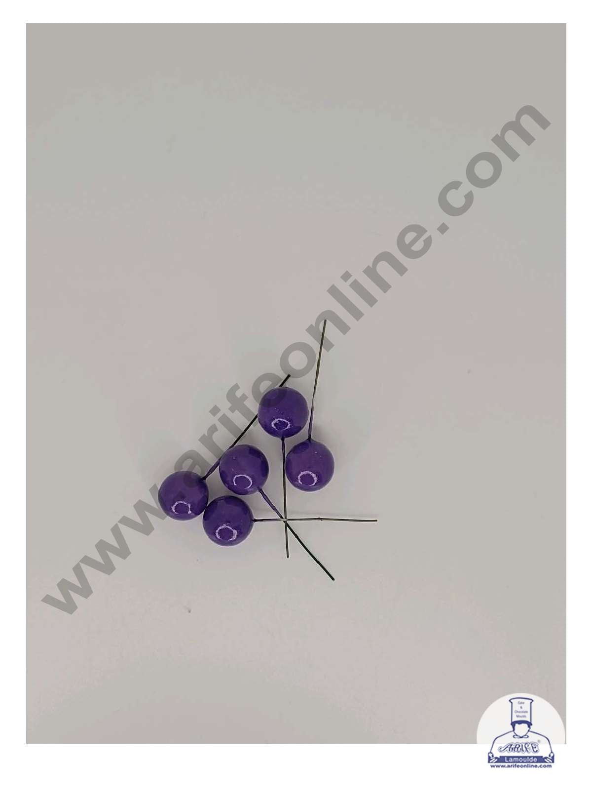 Dark Purple Faux Balls Topper For Cake and Cupcake Decoration - ( 20 pcs Pack ) (MOQ 300 PACKET 1 CRTN) (IM)