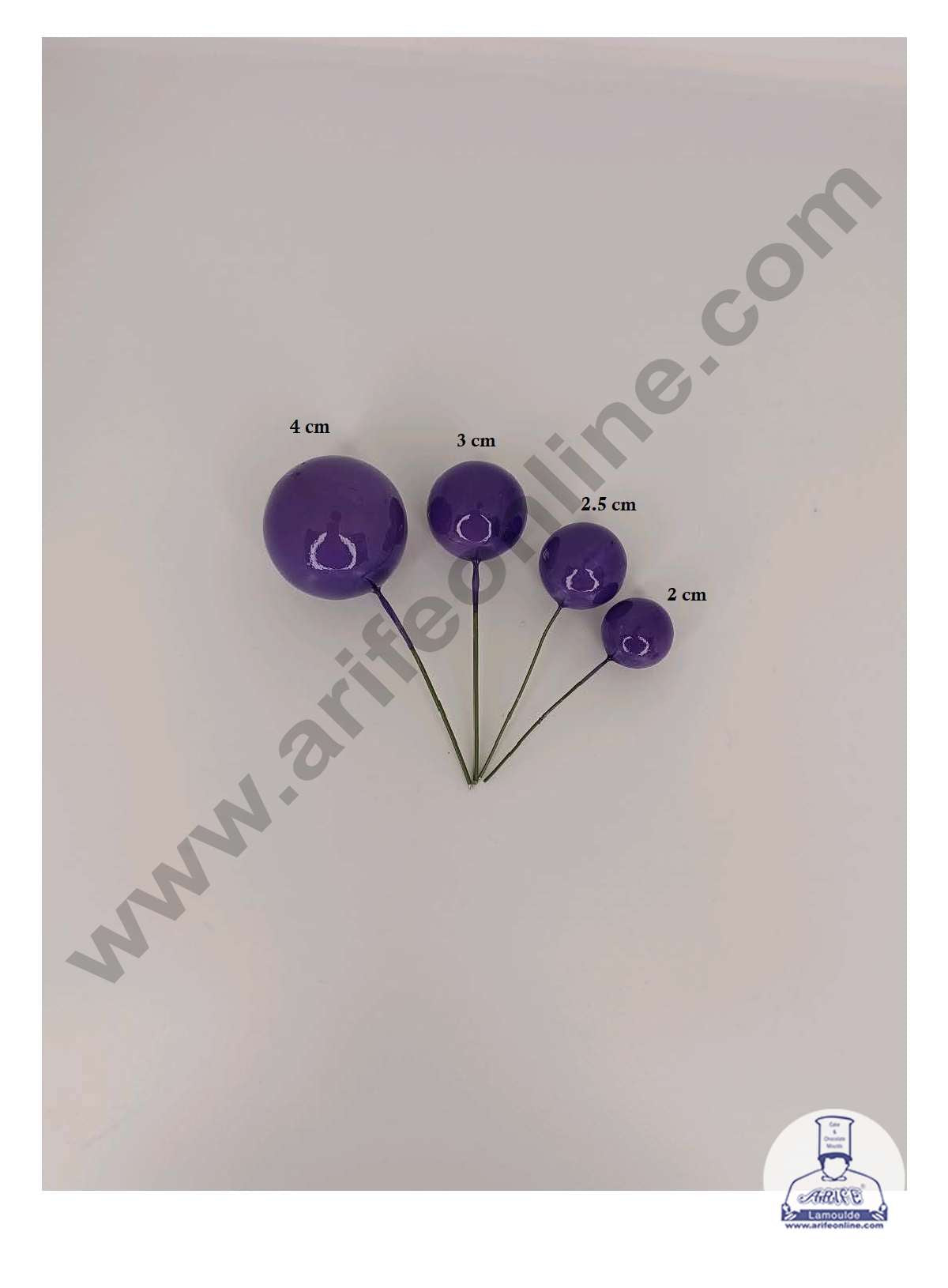 Dark Purple Faux Balls Topper For Cake and Cupcake Decoration - ( 20 pcs Pack ) (MOQ 300 PACKET 1 CRTN) (IM)