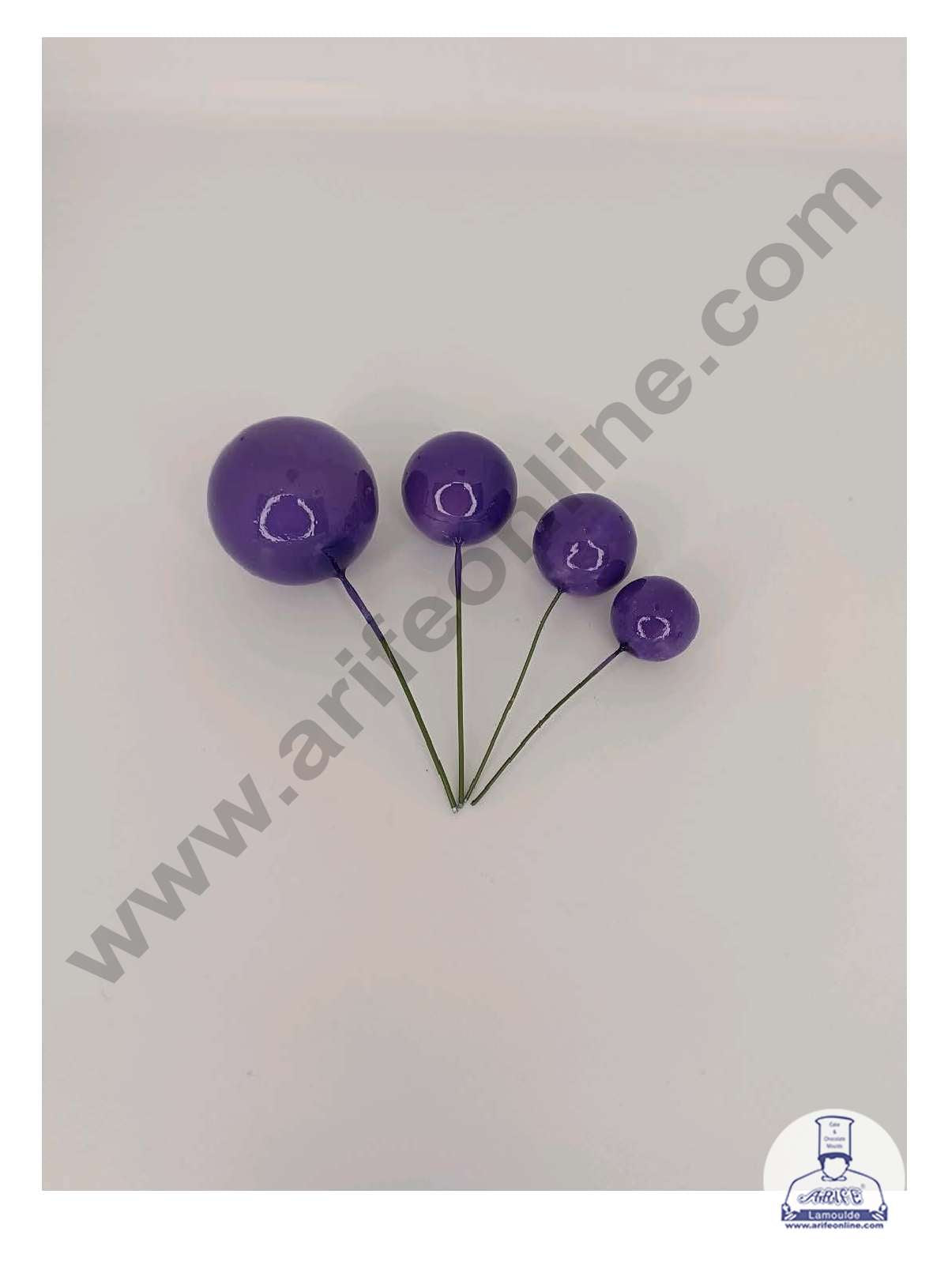 Dark Purple Faux Balls Topper For Cake and Cupcake Decoration - ( 20 pcs Pack ) (MOQ 300 PACKET 1 CRTN) (IM)