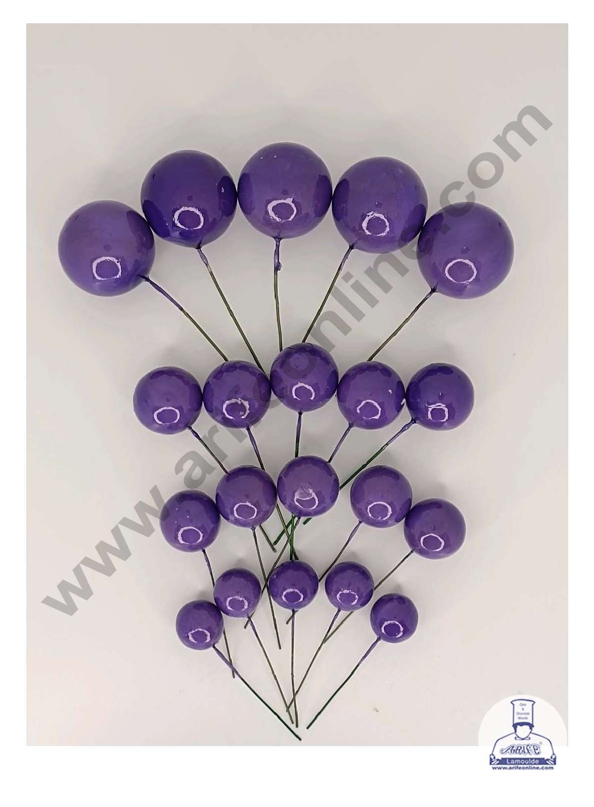 Dark Purple Faux Balls Topper For Cake and Cupcake Decoration - ( 20 pcs Pack ) (MOQ 300 PACKET 1 CRTN) (IM)