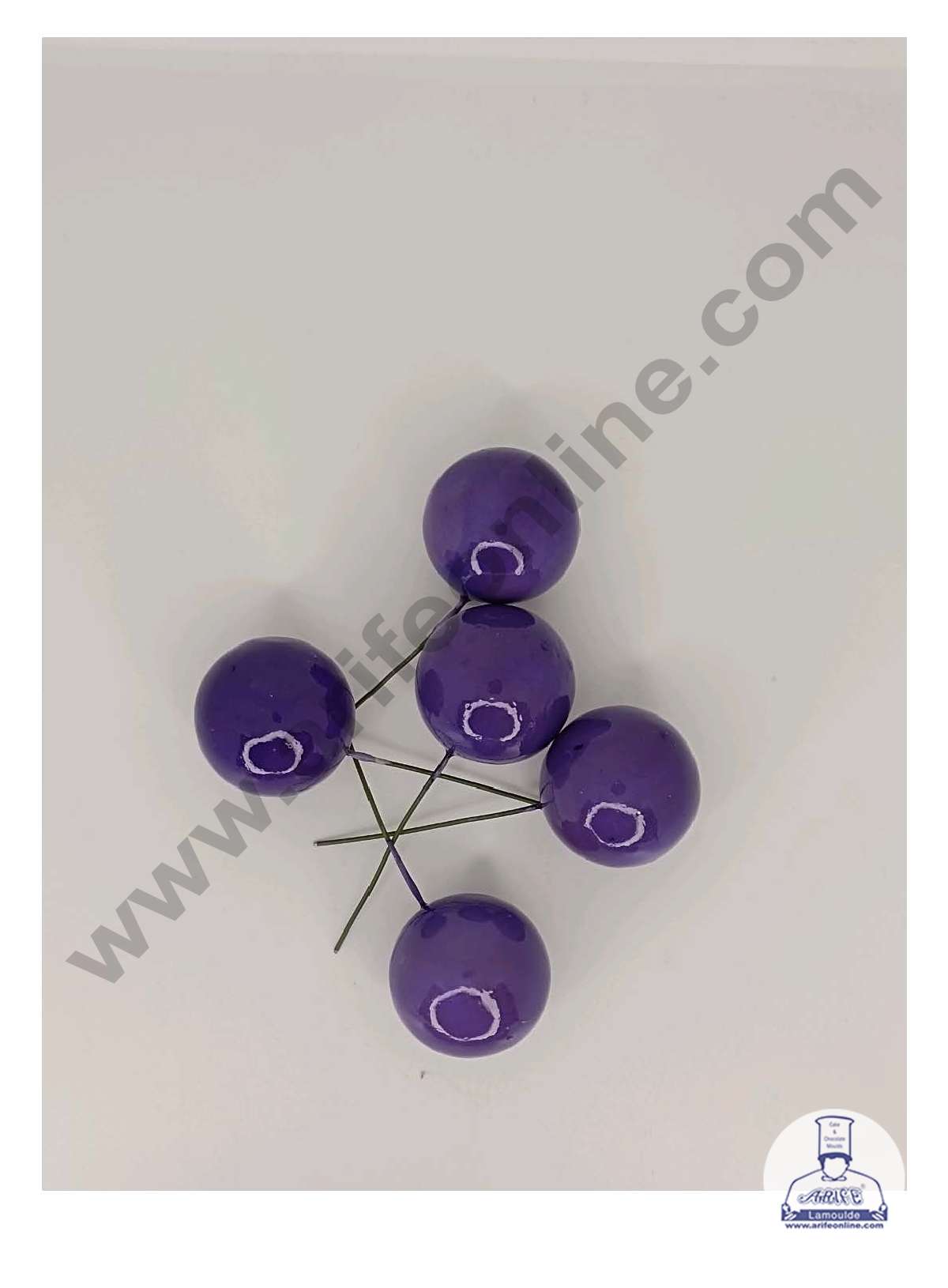 Dark Purple Faux Balls Topper For Cake and Cupcake Decoration - ( 20 pcs Pack ) (MOQ 300 PACKET 1 CRTN) (IM)