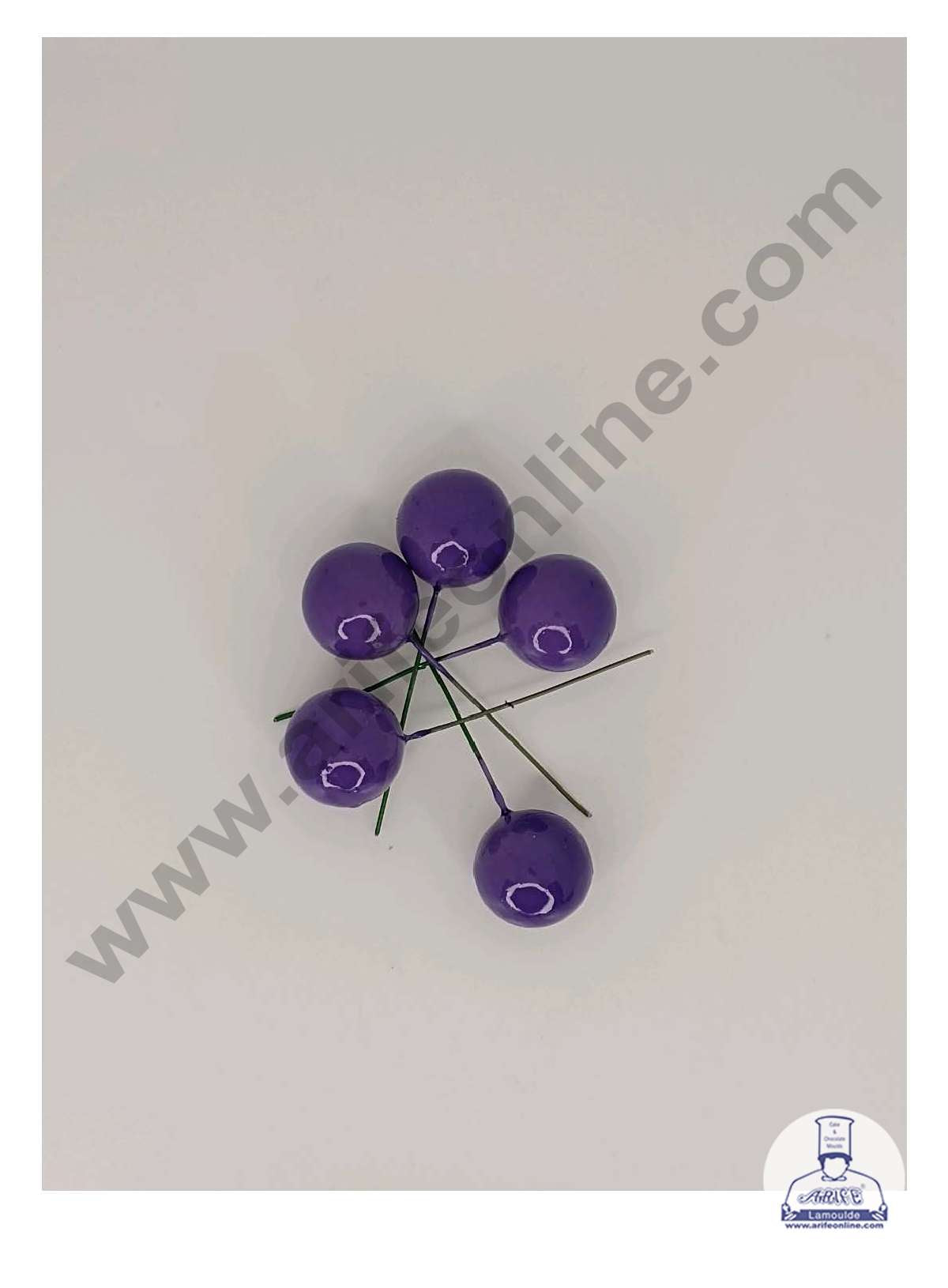 Dark Purple Faux Balls Topper For Cake and Cupcake Decoration - ( 20 pcs Pack ) (MOQ 300 PACKET 1 CRTN) (IM)