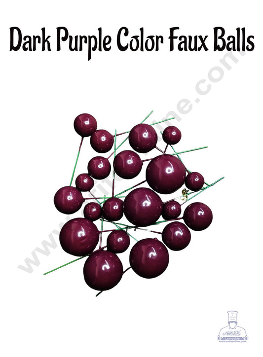 Dark Purple Balls Topper For Cake and Cupcake Decoration - (20pcs Pack)  (MOQ 300 PACKET 1 CRTN) (IM)