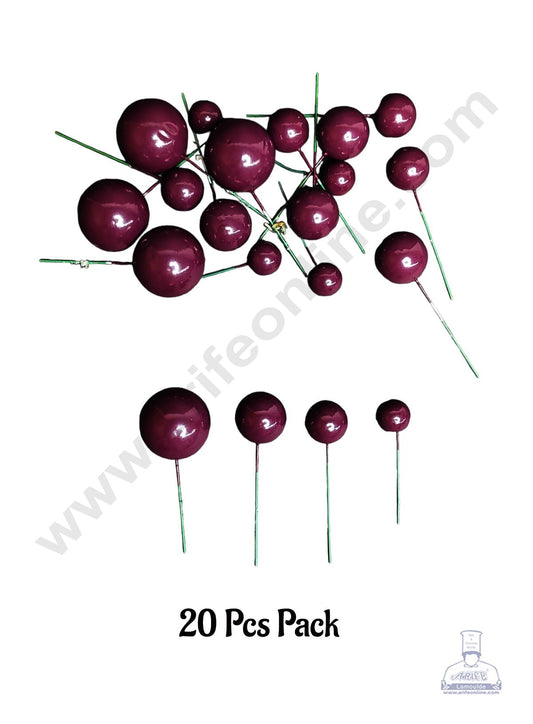 Dark Purple Balls Topper For Cake and Cupcake Decoration - (20pcs Pack)  (MOQ 300 PACKET 1 CRTN) (IM)