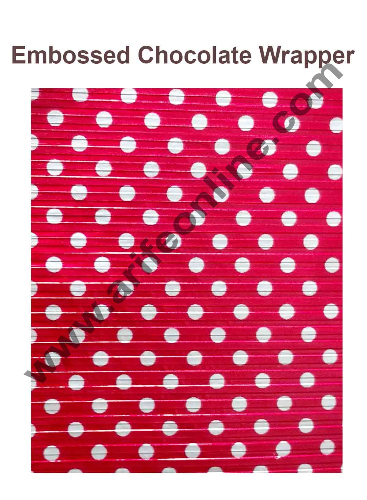 Cake Decor Chocolate Wrappering Foil, Embossed Chocolate Wrapper, 200 Sheets - 10in x 7in - Dotted Red Gold