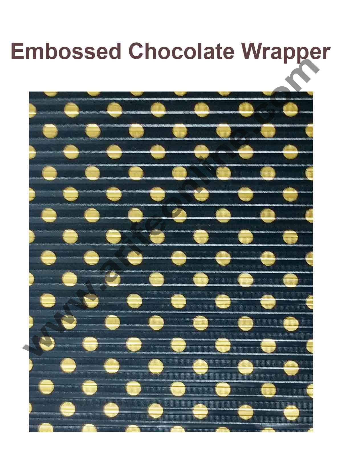 Cake Decor Chocolate Wrappering Foil, Embossed Chocolate Wrapper, 200 Sheets - 10in x 7in - Dotted Black Gold