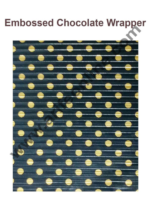 Cake Decor Chocolate Wrappering Foil, Embossed Chocolate Wrapper, 200 Sheets - 10in x 7in - Dotted Black Gold
